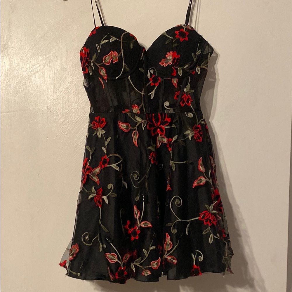 Black and Red Floral Dress